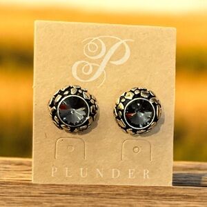 ❄️ Plunder | Gold Jeweled Earrings Gray Stone